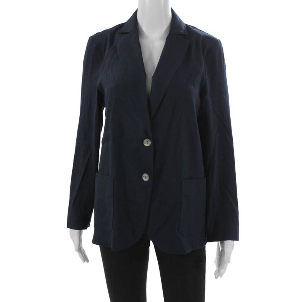 Estelle & Finn Womens Linen Blue Blazer Button Size 2